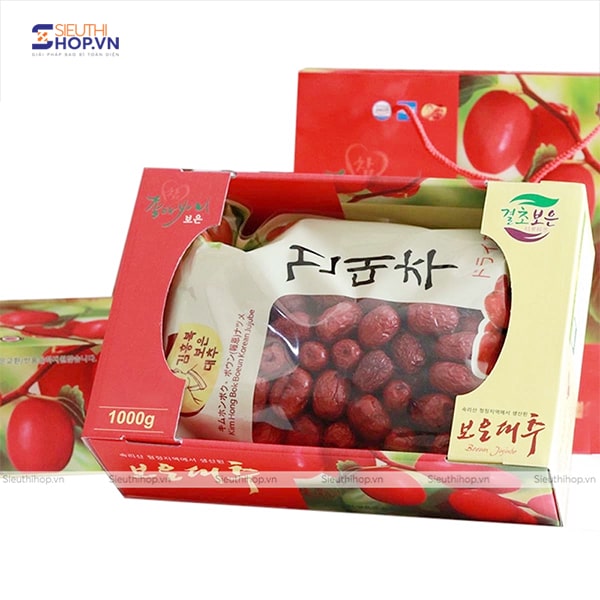 in hộp giấy đựng táo đỏ