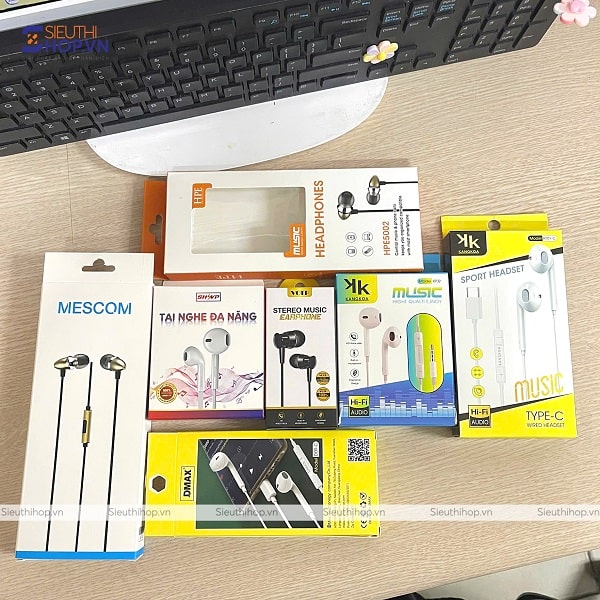 In hộp giấy đựng tai nghe điện thoại